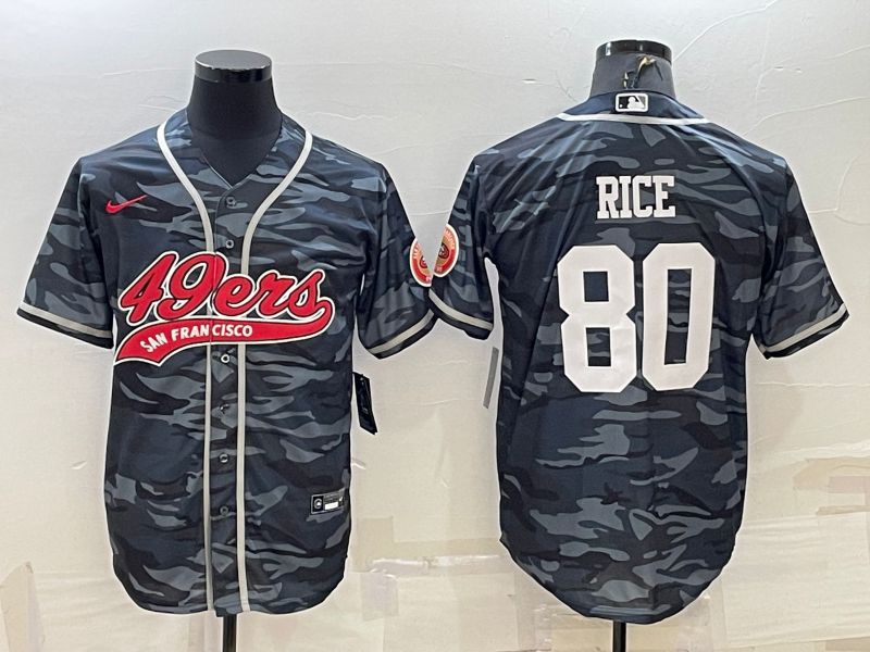 Men San Francisco 49ers #80 Rice Camo 2022 Nike Co branded NFL Jerseys